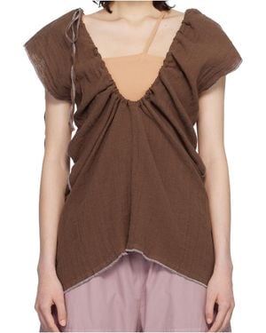 Baserange Pleated Top - Brown