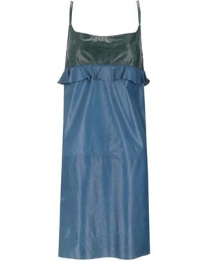 Lela Rose Leather Strappy Dress - Blue