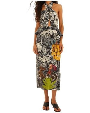 FARM Rio Graphic-Print Embroidered Dress - Multicolor