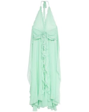 Blumarine V-Neck Open-Back Dress - Green