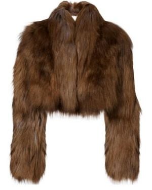 Blumarine Cropped Shearling Jacket - Brown