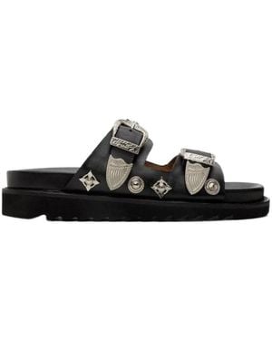 Toga Double Buckle Sandals - Black