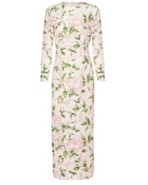 Oscar de la Renta Floral Guipure Lace Maxi Dress - White