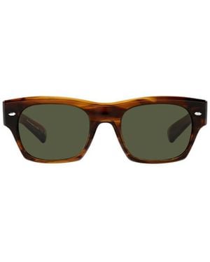Oliver Peoples Tortoiseshell-Effect Rectangle-Frame Sunglasses - Green