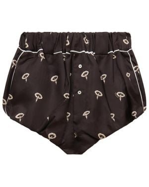 Marni Silk Twill Bloomers With Floral Print - Black