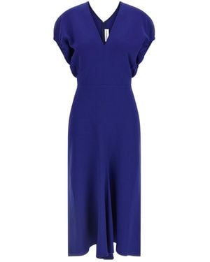 Victoria Beckham V-Neck Dress - Blue