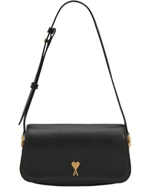Ami Paris Ami Ami De Coeur Logo Detailed Crossbody Bag - Black