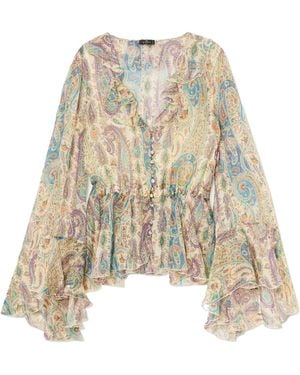 Etro Ruffled Paisley Print Shirt - Natural
