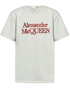 McQueen Logo Printed Crewneck T-Shirt - White