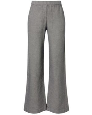 Velvet By Graham & Spencer Braylen Houndstooth Cotton Wide-Leg Trousers - Grey