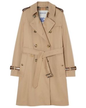 Burberry Mid-Length Gabardine Kensington Trench Coat - Natural