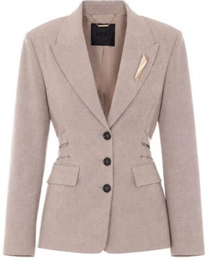 Liu Jo Single-Breasted Belted Blazer - Gray