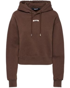 Jacquemus Grosgrain Cotton Hooded Sweatshirt - Brown