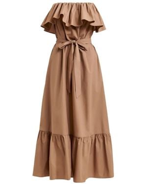 Essentiel Antwerp Strapless Ruffled Maxi Dress - Brown