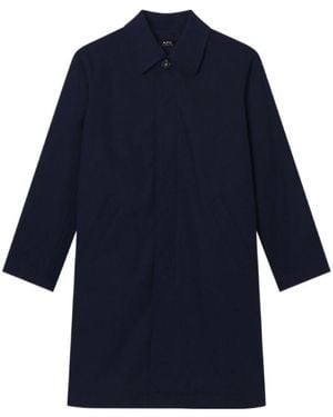 A.P.C. Long-Sleeved Trench Coat - Blue