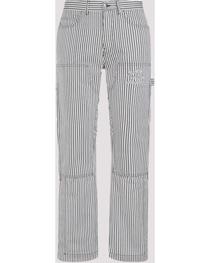 Amiri Logo Patch Straight-Leg Striped Trousers - Grey