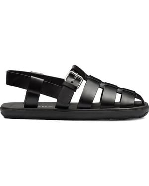 Prada Brushed Leather Sandals - Black