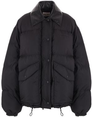 Miu Miu Technical Pongé Cropped Down Jacket - Black