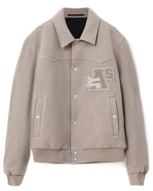 AllSaints Royce Logo Wool Jacket - Grey