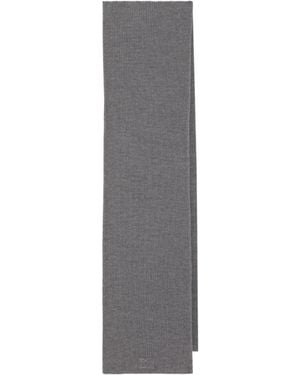 Dolce & Gabbana Logo Patch Ribbed Scarf - Grey