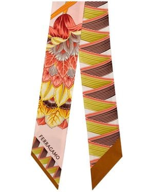 Ferragamo Ferragamo Printed Twill Scarf - Orange
