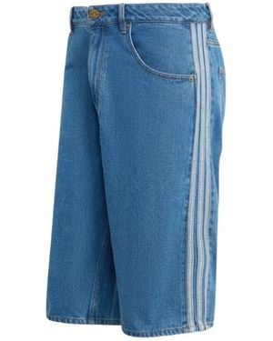 adidas Originals Side-Stripe Denim Shorts - Blue