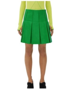 Bottega Veneta Pleated Leather Skirt - Green