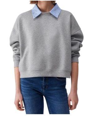 Liu Jo Embellished Neck Long-Sleeved Sweatshirt - Gray