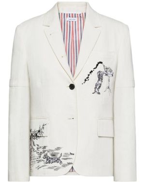 Thom Browne Embroidered Canvas Jacket - White