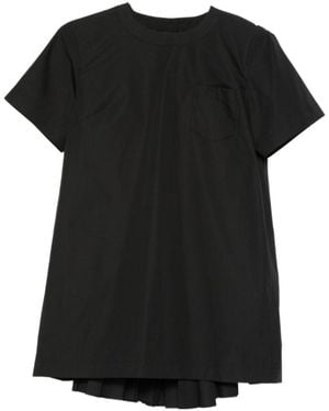 Sacai Pleated Crewneck Mini Dress - Black