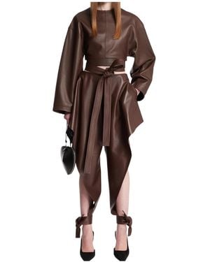 Alaïa Alaïa Belted Leather Top - Brown