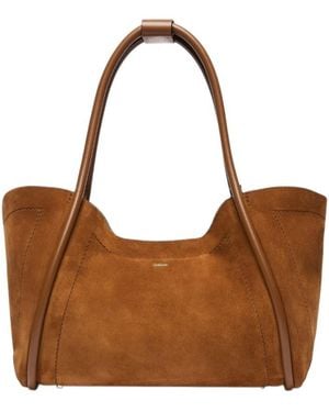 Max Mara Horizontal Suede Marine Bag - Brown