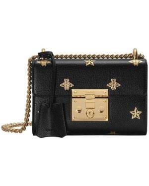 Gucci Padlock Bee Star Small Shoulder Bag - Black