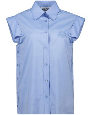 Moschino Laurel Embroidered Sleeveless Shirt - Blue