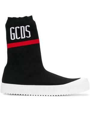 Gcds Logo Knitted High-Top Casual Sneakers - Black