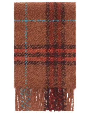 Burberry Check Fringed Bouclé Scarf - Brown