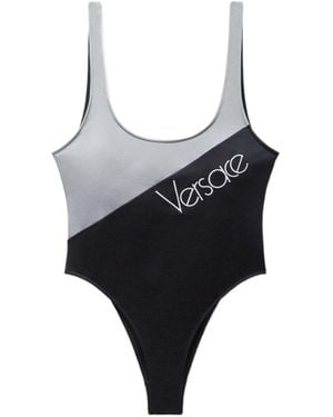 Versace Embroidered-Logo One-Piece Swimsuit - Black