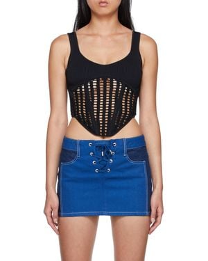 Dion Lee Crochet Crop Top - Black