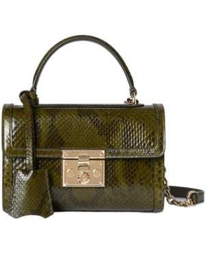 Gucci Padlock Python Small Top Handle Bag - Green