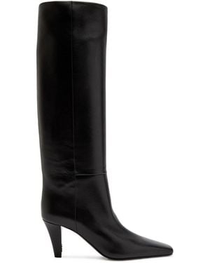Saint Laurent Leather Knee-High Boots - Black