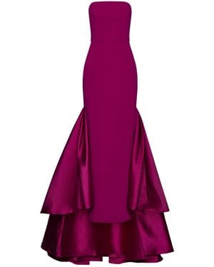 Solace London Crepe And Satin-Twill Gown - Purple