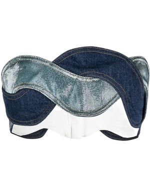 Area Denim Patchwork-Design Top - Blue