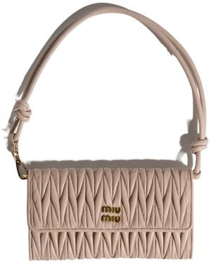 Miu Miu Matelassé Nappa Leather Wallet - White