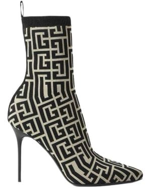 Balmain Monogram Ankle Boots - Black