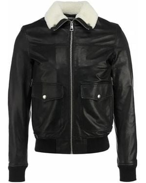 Just Cavalli Long-Sleeved Leather Jacket - Black