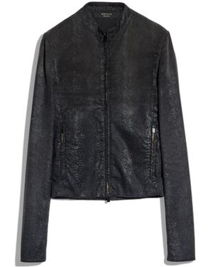 Gucci Cotton Viscose Jacket With Python Effect - Black
