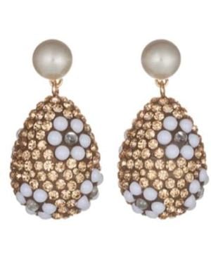 Tory Burch Curiosity Crystal Pearl Drop Earrings - White