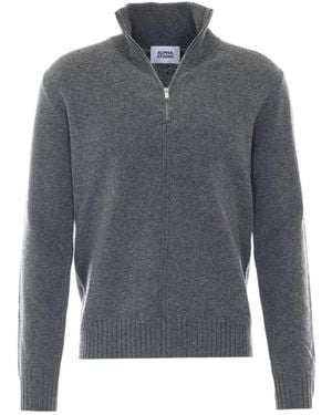 Alpha Studio Long-Sleeve Zip-Up Cardigan - Gray
