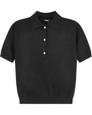 Max Mara Smmpomposa Short-Sleeved Knitted Polo Shirt - Black