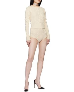 Blumarine Off- Braid Cable Knit Shorts - Natural